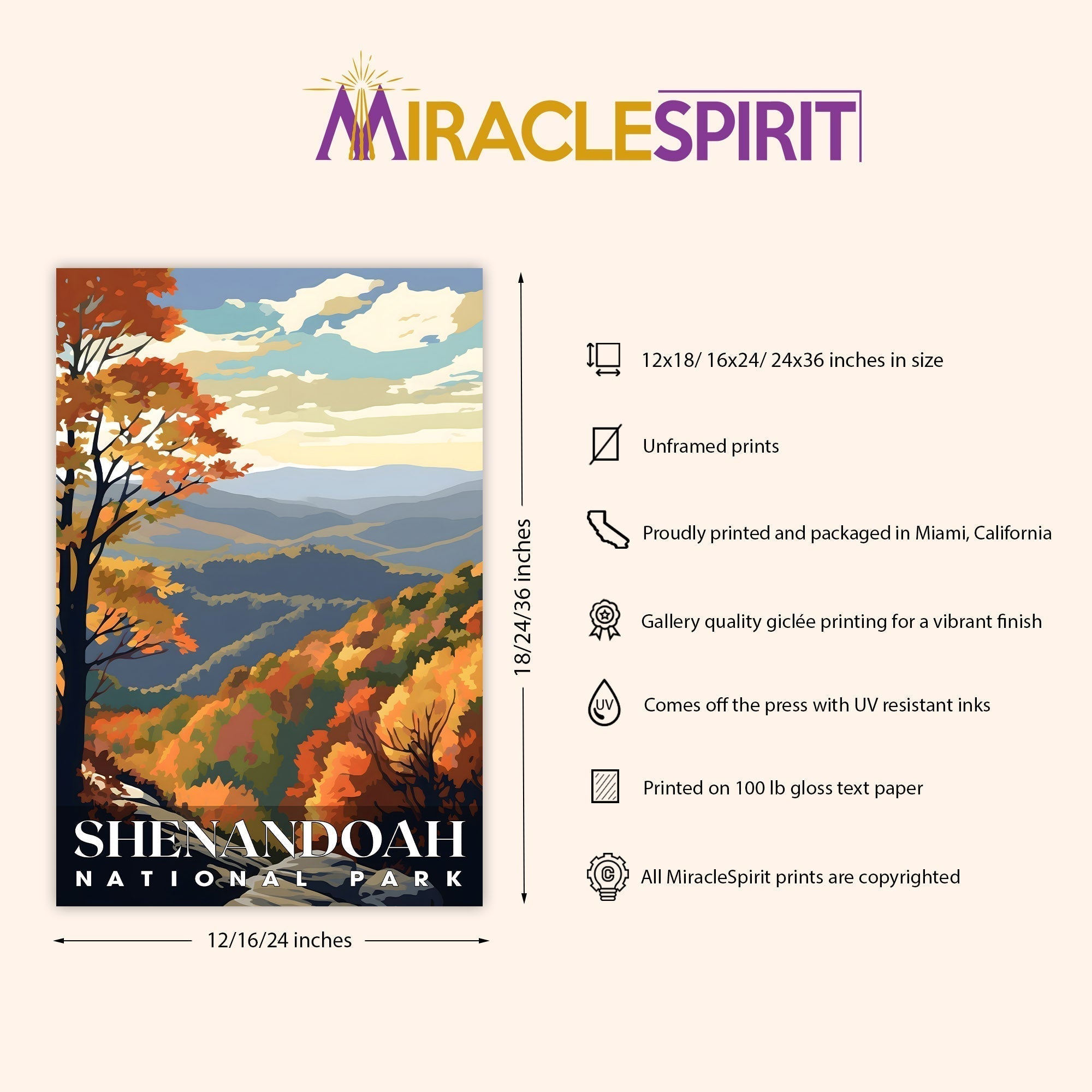 shenandoah National Park, National Parks Wall Poster