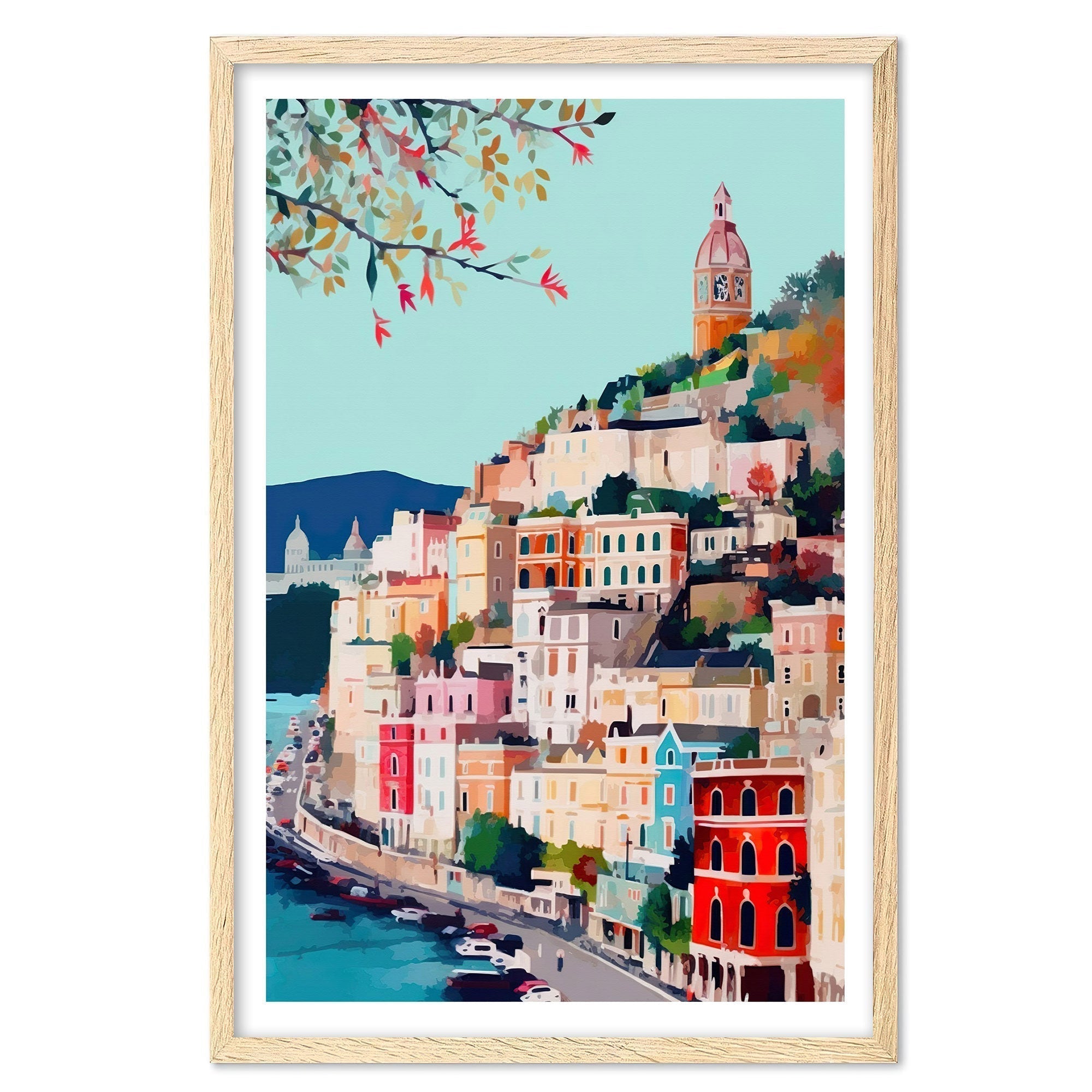 Amalfi Coast Art Print, Travel Print, Travel Poster, Travel Gift, Housewarming Gift (UNFRAMED)