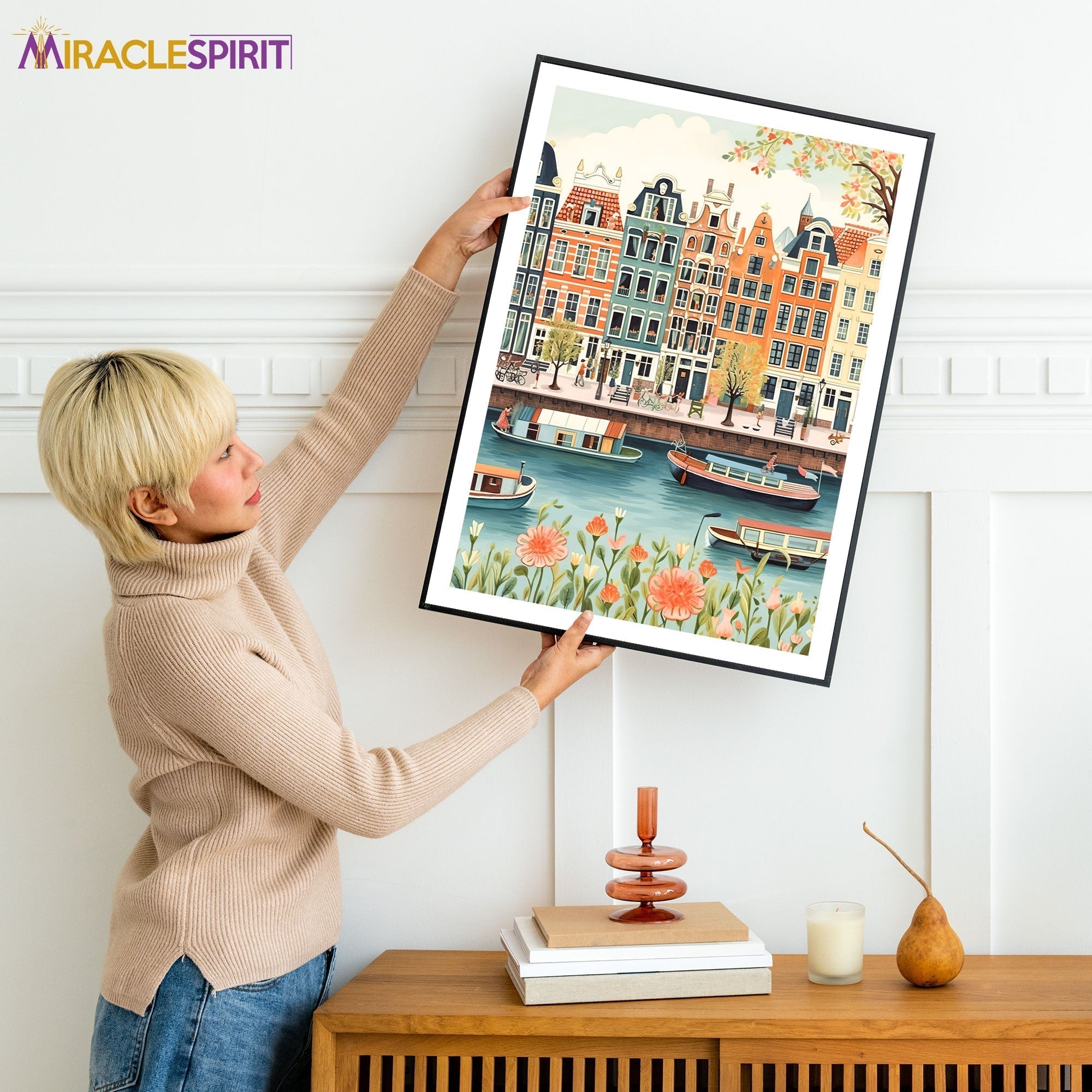 Amsterdam Art Print, Travel Print, Travel Poster, Travel Gift, Housewarming Gift (UNFRAMED)