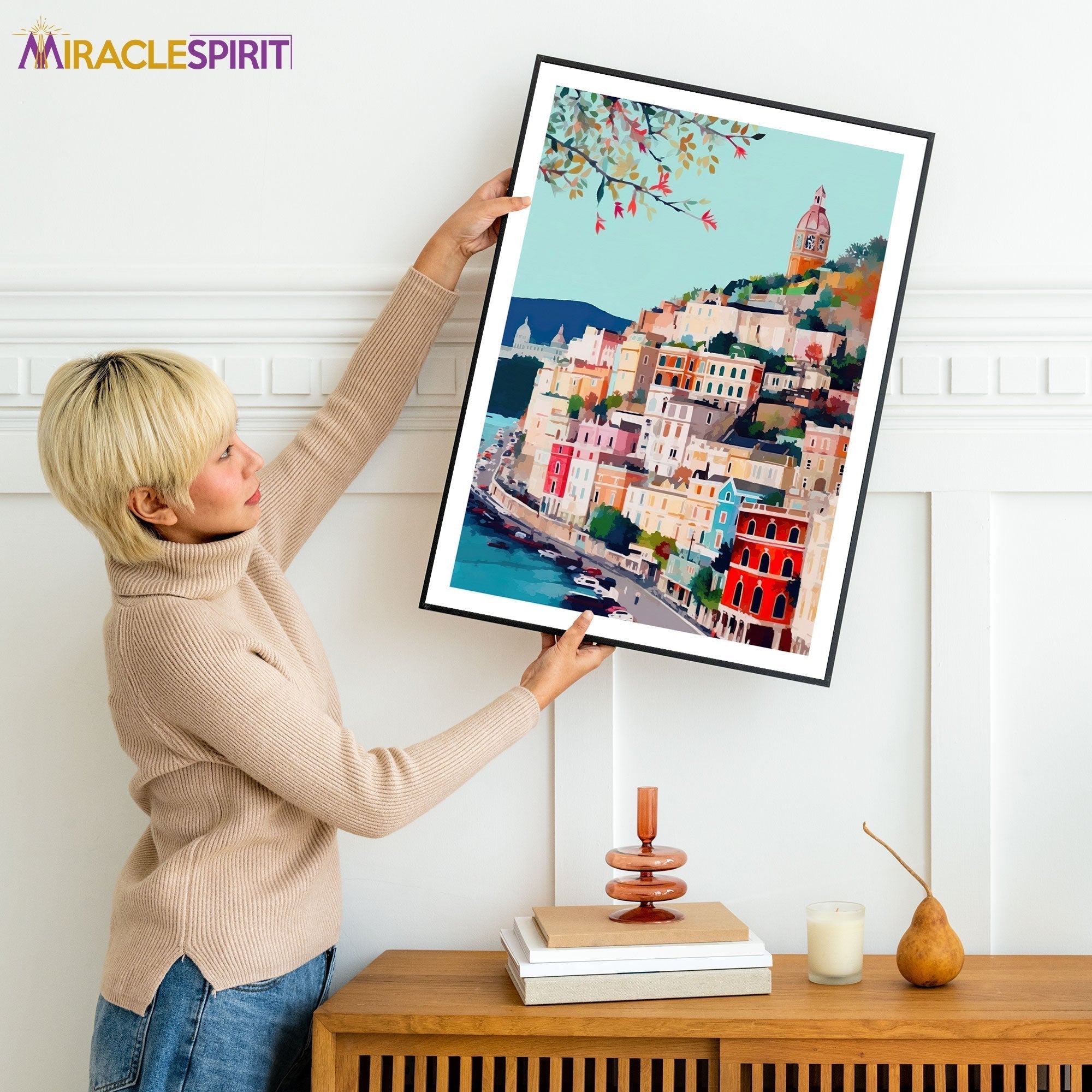Amalfi Coast Art Print, Travel Print, Travel Poster, Travel Gift, Housewarming Gift (UNFRAMED)