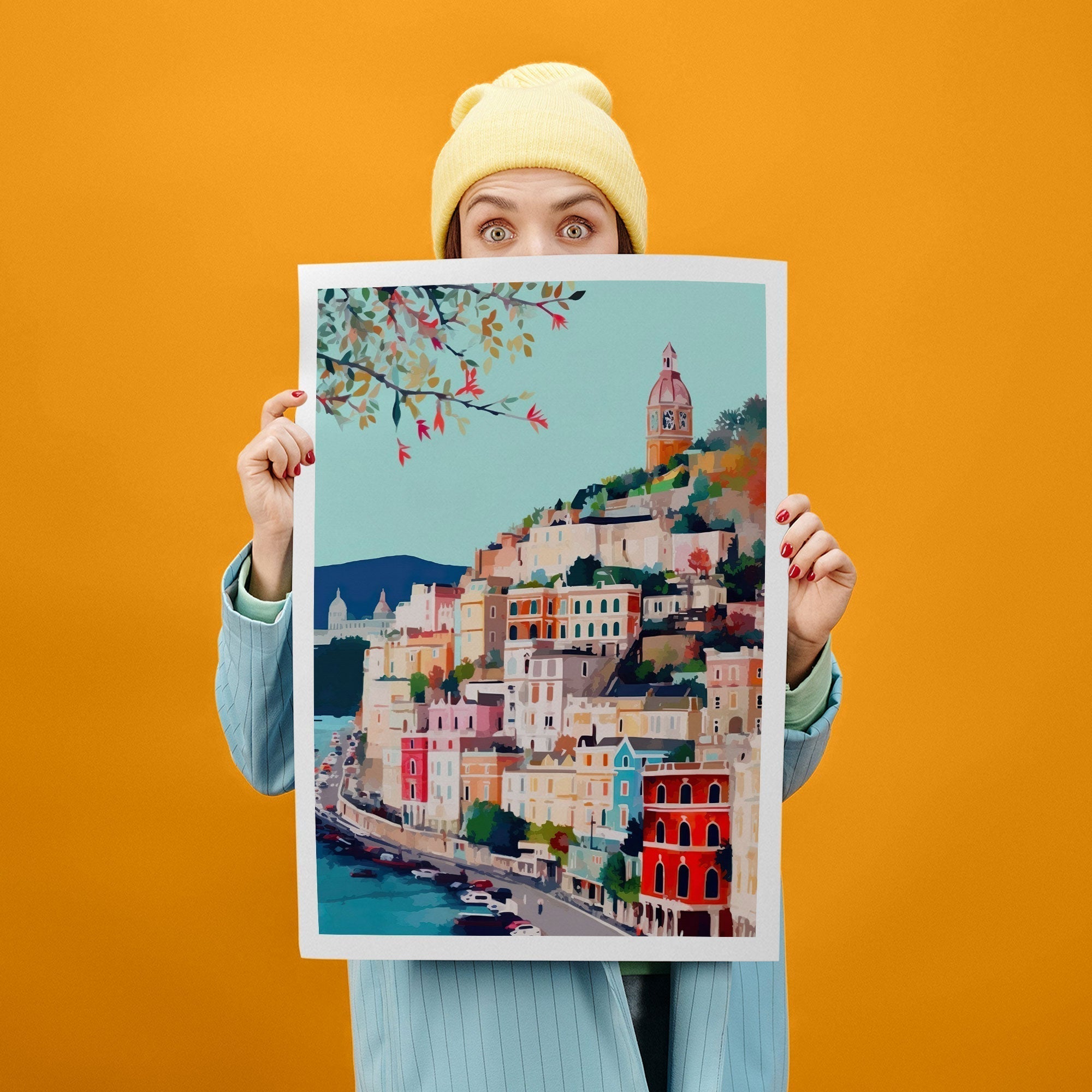 Amalfi Coast Art Print, Travel Print, Travel Poster, Travel Gift, Housewarming Gift (UNFRAMED)