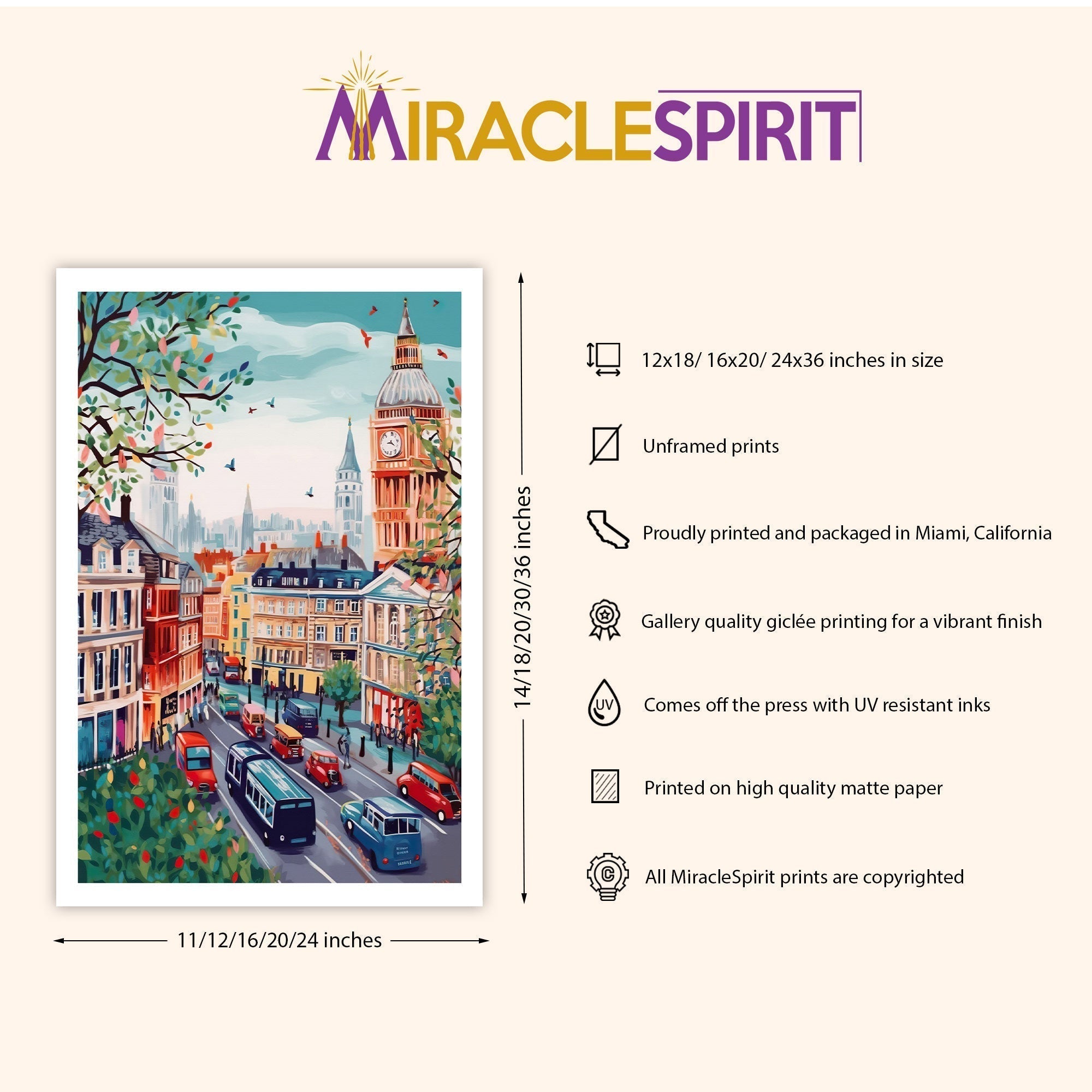 London Art Print, Travel Print, Travel Poster, Travel Gift, Housewarming Gift (UNFRAMED)